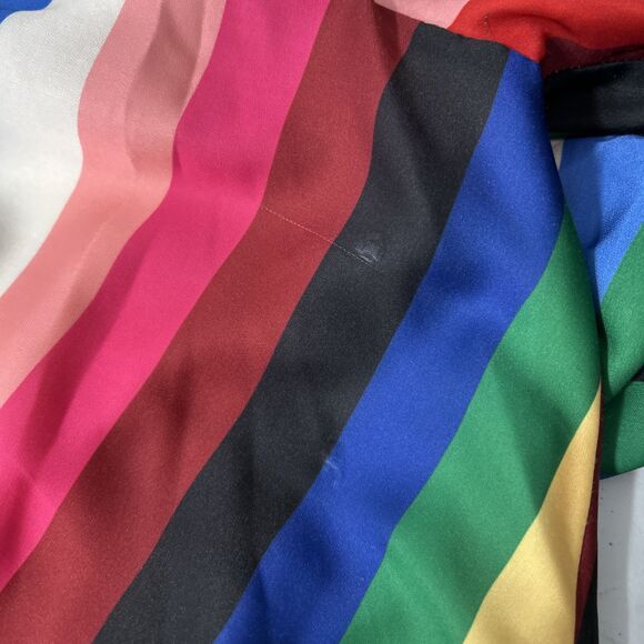 Alice Olivia Midi Dress Womens 8 Rainbow Stripe Tie Dyanna Wrap Festival Y2K - Picture 6 of 12